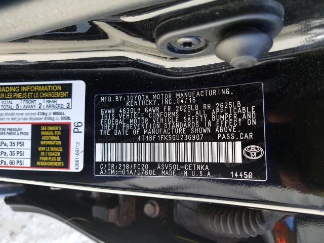 Photo 9 VIN: 4T1BF1FK5GU236907 - TOYOTA CAMRY LE 