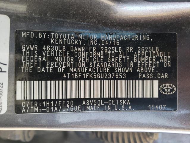 Photo 11 VIN: 4T1BF1FK5GU237653 - TOYOTA CAMRY 