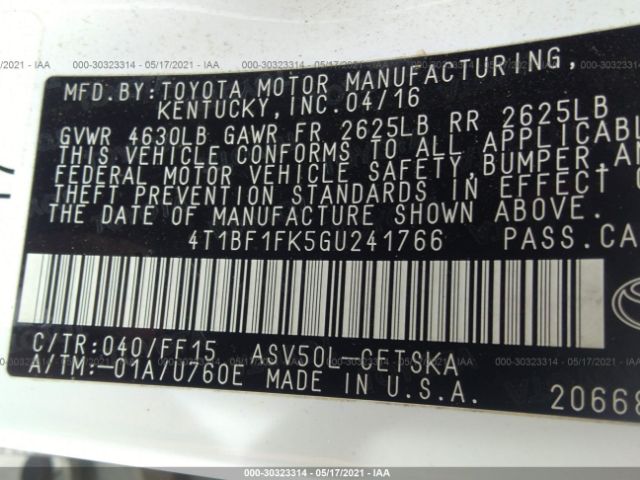 Photo 8 VIN: 4T1BF1FK5GU241766 - TOYOTA CAMRY 