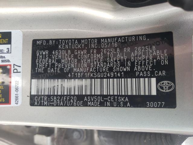 Photo 9 VIN: 4T1BF1FK5GU249141 - TOYOTA CAMRY LE 