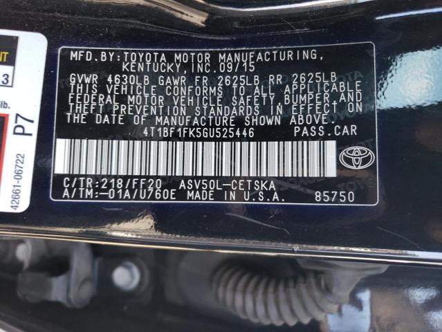 Photo 11 VIN: 4T1BF1FK5GU525446 - TOYOTA CAMRY LE 