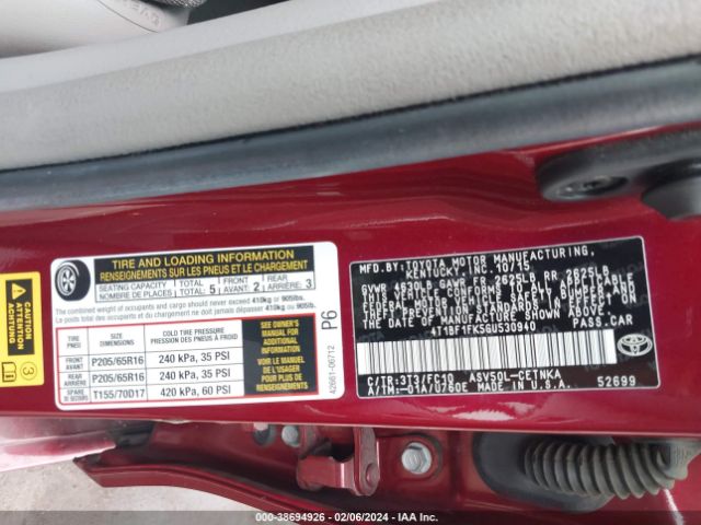 Photo 8 VIN: 4T1BF1FK5GU530940 - TOYOTA CAMRY 