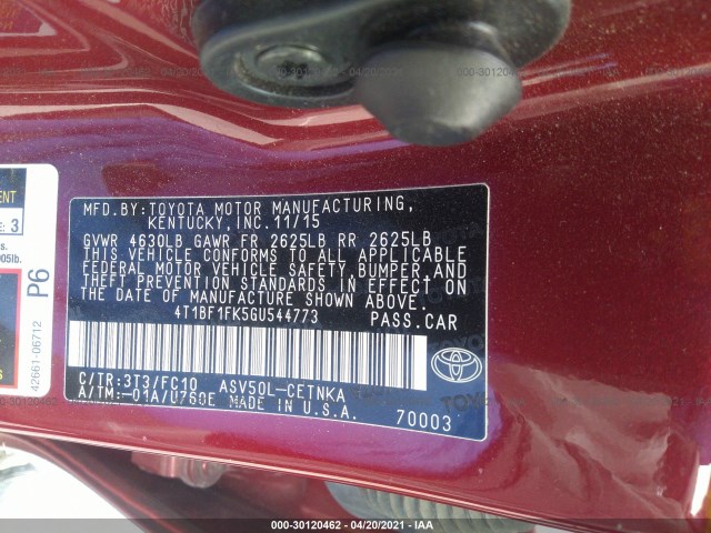 Photo 8 VIN: 4T1BF1FK5GU544773 - TOYOTA CAMRY 