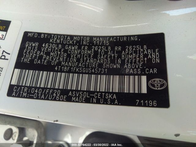 Photo 8 VIN: 4T1BF1FK5GU545731 - TOYOTA CAMRY 