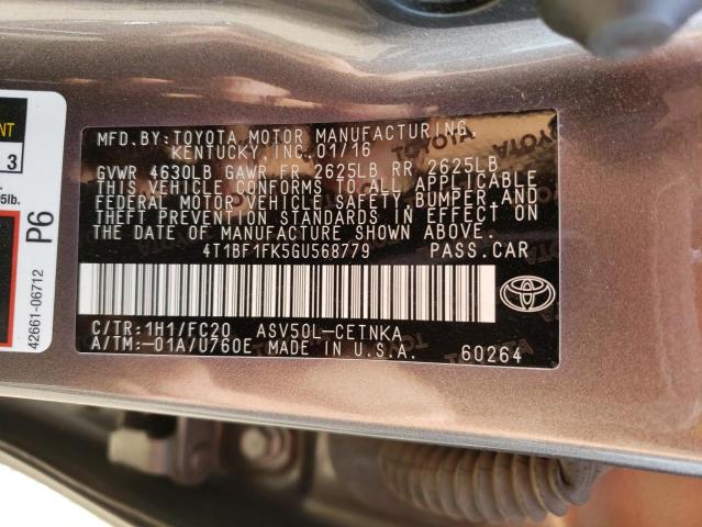 Photo 11 VIN: 4T1BF1FK5GU568779 - TOYOTA CAMRY LE 