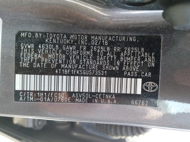 Photo 9 VIN: 4T1BF1FK5GU573531 - TOYOTA CAMRY LE 