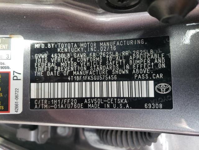 Photo 11 VIN: 4T1BF1FK5GU575456 - TOYOTA CAMRY LE 