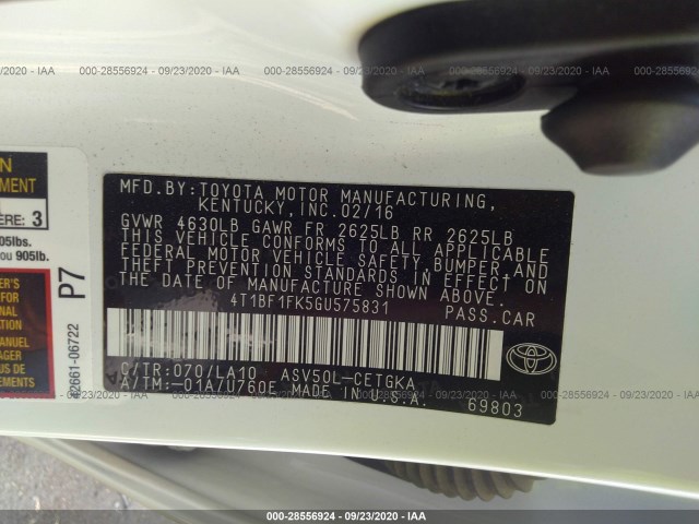 Photo 8 VIN: 4T1BF1FK5GU575831 - TOYOTA CAMRY 