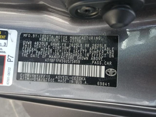 Photo 11 VIN: 4T1BF1FK5GU575859 - TOYOTA CAMRY LE 