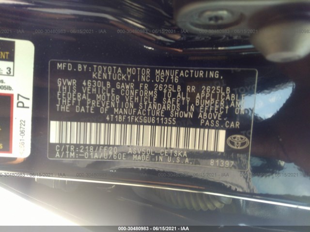 Photo 8 VIN: 4T1BF1FK5GU611355 - TOYOTA CAMRY 