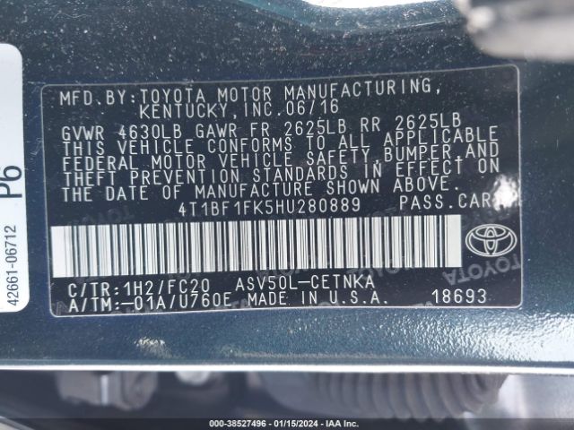 Photo 8 VIN: 4T1BF1FK5HU280889 - TOYOTA CAMRY 