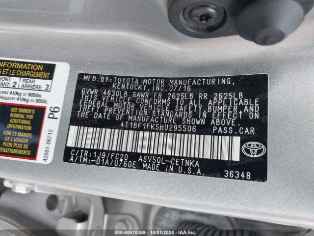 Photo 8 VIN: 4T1BF1FK5HU295506 - TOYOTA CAMRY 