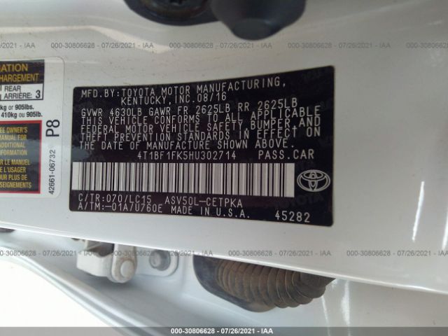 Photo 8 VIN: 4T1BF1FK5HU302714 - TOYOTA CAMRY 