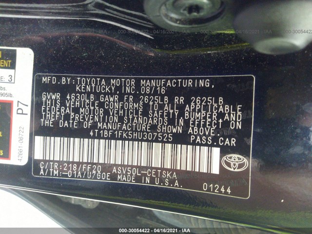 Photo 8 VIN: 4T1BF1FK5HU307525 - TOYOTA CAMRY 