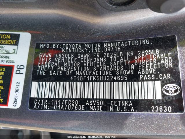 Photo 8 VIN: 4T1BF1FK5HU324695 - TOYOTA CAMRY 