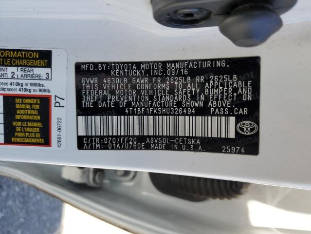 Photo 12 VIN: 4T1BF1FK5HU326494 - TOYOTA CAMRY LE 