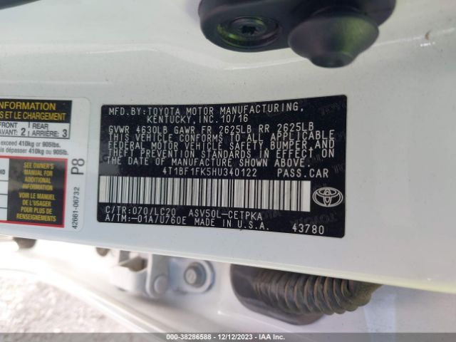 Photo 8 VIN: 4T1BF1FK5HU340122 - TOYOTA CAMRY 