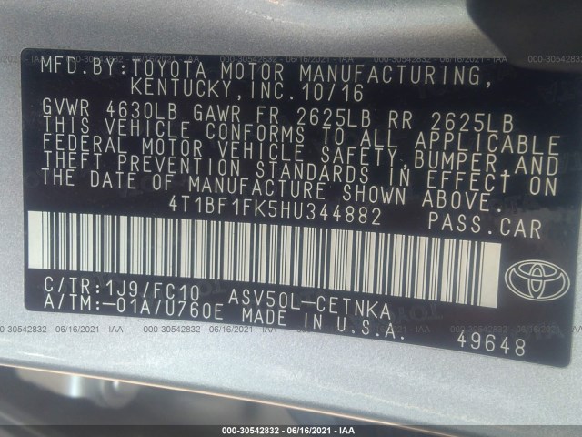 Photo 8 VIN: 4T1BF1FK5HU344882 - TOYOTA CAMRY 