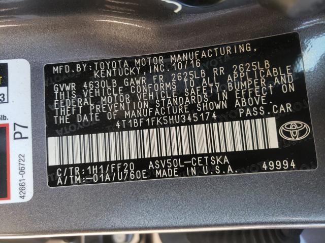 Photo 9 VIN: 4T1BF1FK5HU345174 - TOYOTA CAMRY LE 