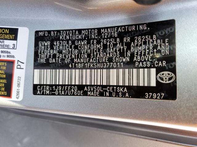 Photo 11 VIN: 4T1BF1FK5HU377011 - TOYOTA CAMRY LE 