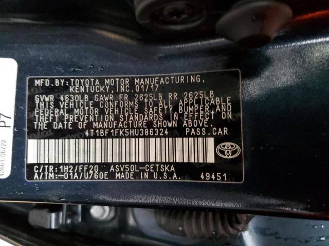 Photo 11 VIN: 4T1BF1FK5HU386324 - TOYOTA CAMRY LE 