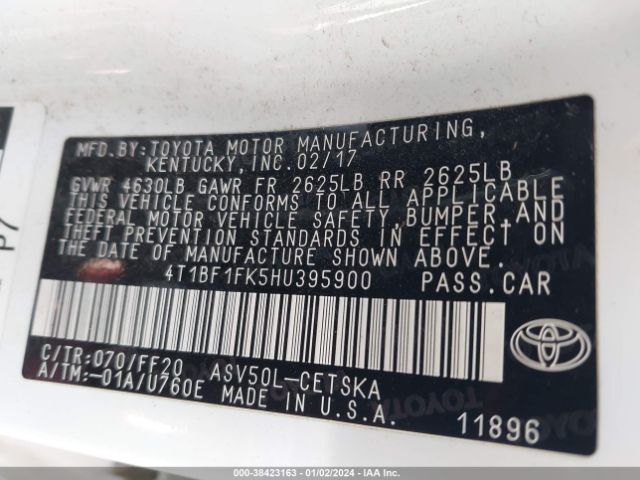 Photo 8 VIN: 4T1BF1FK5HU395900 - TOYOTA CAMRY 