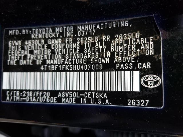 Photo 11 VIN: 4T1BF1FK5HU407009 - TOYOTA CAMRY LE 