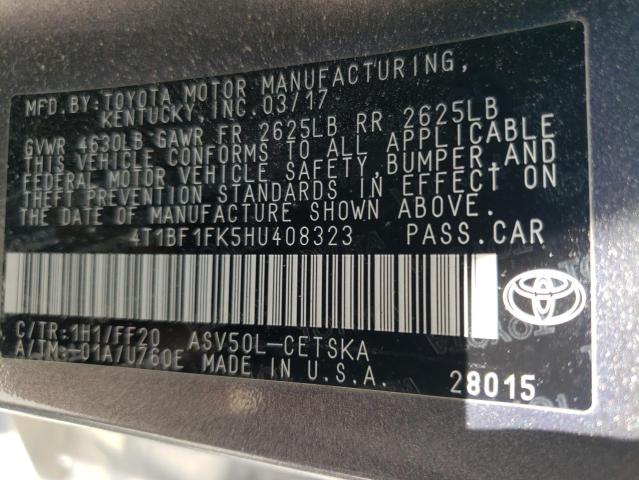 Photo 11 VIN: 4T1BF1FK5HU408323 - TOYOTA CAMRY LE 