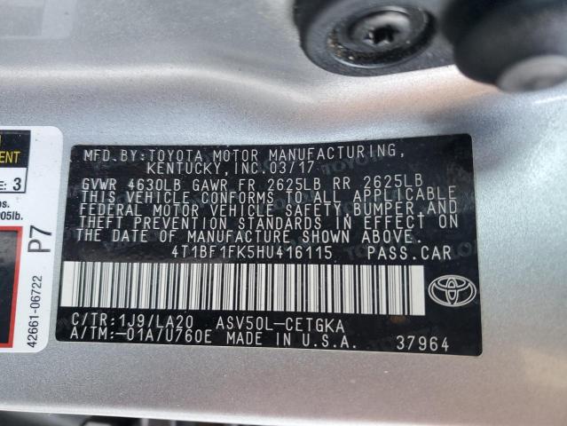 Photo 11 VIN: 4T1BF1FK5HU416115 - TOYOTA CAMRY LE 