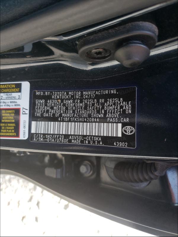 Photo 9 VIN: 4T1BF1FK5HU420844 - TOYOTA CAMRY LE 