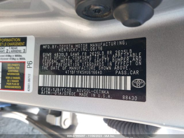 Photo 8 VIN: 4T1BF1FK5HU616640 - TOYOTA CAMRY 