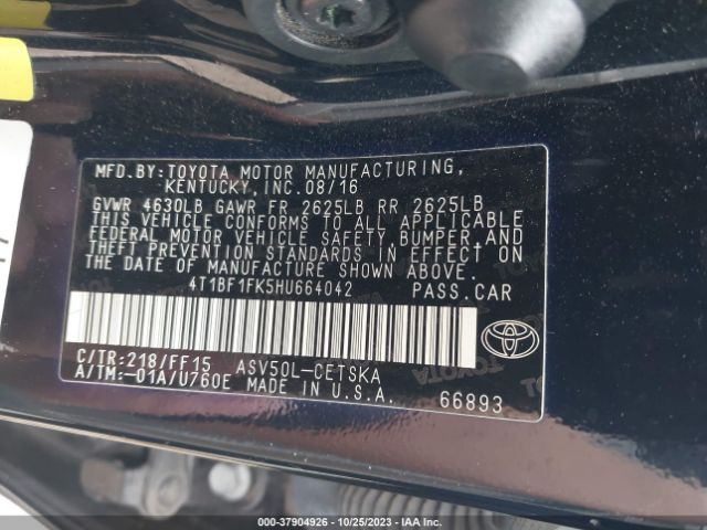 Photo 8 VIN: 4T1BF1FK5HU664042 - TOYOTA CAMRY 