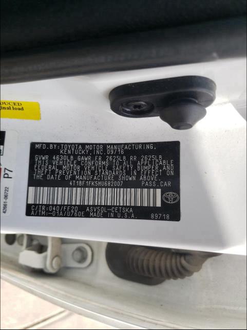 Photo 9 VIN: 4T1BF1FK5HU682007 - TOYOTA CAMRY LE 