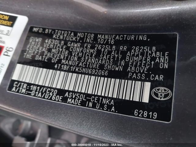 Photo 8 VIN: 4T1BF1FK5HU692066 - TOYOTA CAMRY 