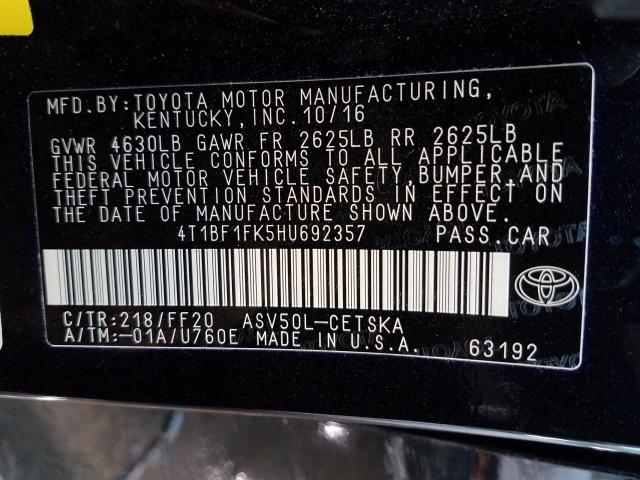 Photo 9 VIN: 4T1BF1FK5HU692357 - TOYOTA CAMRY LE 