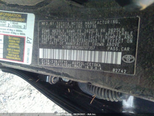 Photo 8 VIN: 4T1BF1FK5HU707357 - TOYOTA CAMRY 