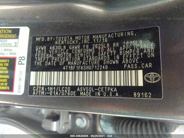 Photo 8 VIN: 4T1BF1FK5HU712249 - TOYOTA CAMRY 