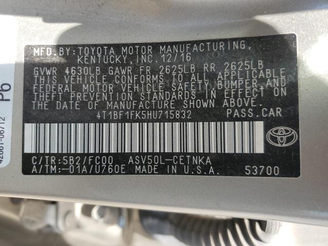 Photo 11 VIN: 4T1BF1FK5HU715832 - TOYOTA CAMRY LE 