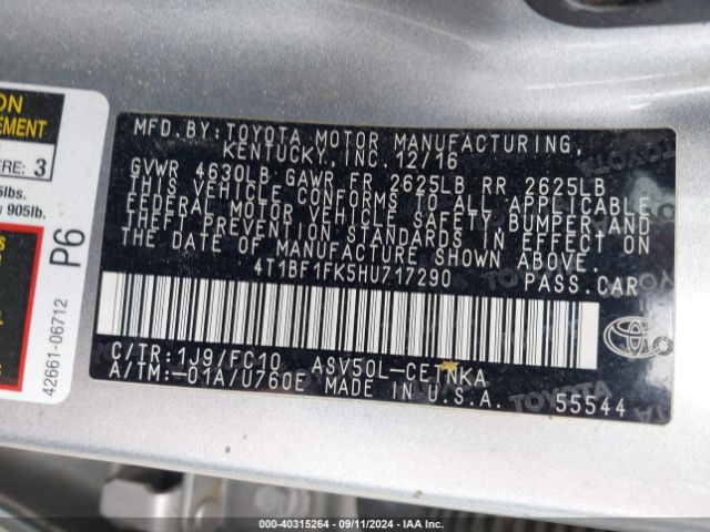 Photo 8 VIN: 4T1BF1FK5HU717290 - TOYOTA CAMRY 