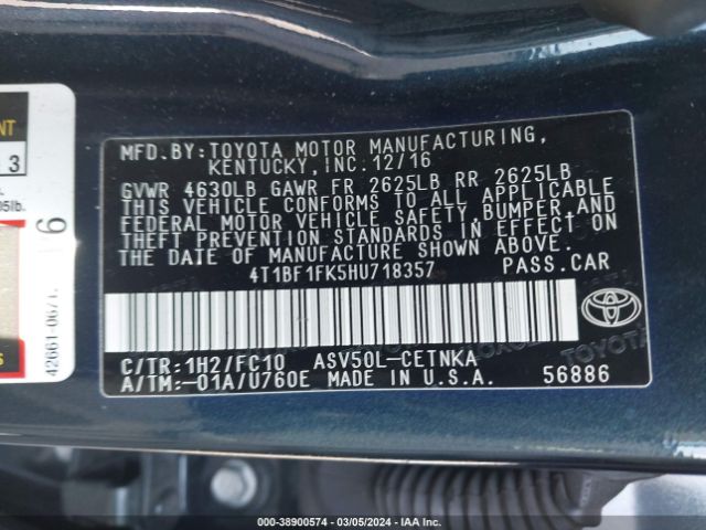 Photo 8 VIN: 4T1BF1FK5HU718357 - TOYOTA CAMRY 