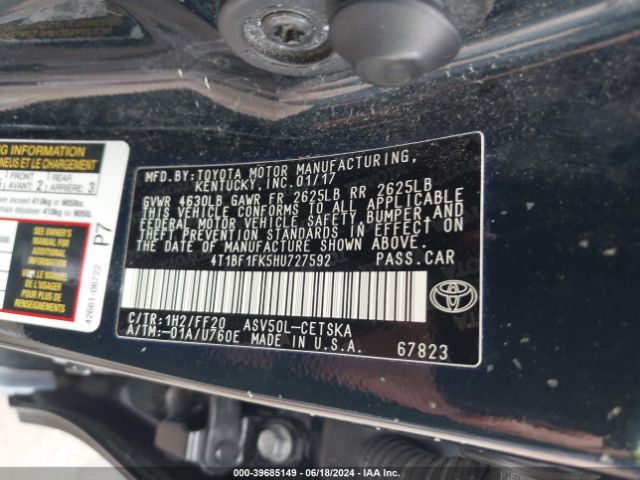 Photo 8 VIN: 4T1BF1FK5HU727592 - TOYOTA CAMRY 