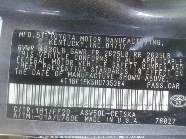 Photo 8 VIN: 4T1BF1FK5HU735384 - TOYOTA CAMRY 