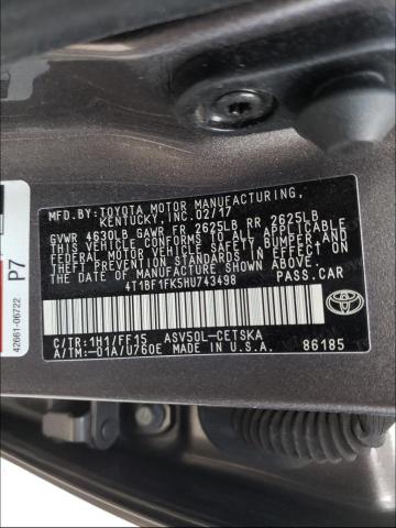 Photo 9 VIN: 4T1BF1FK5HU743498 - TOYOTA CAMRY LE 