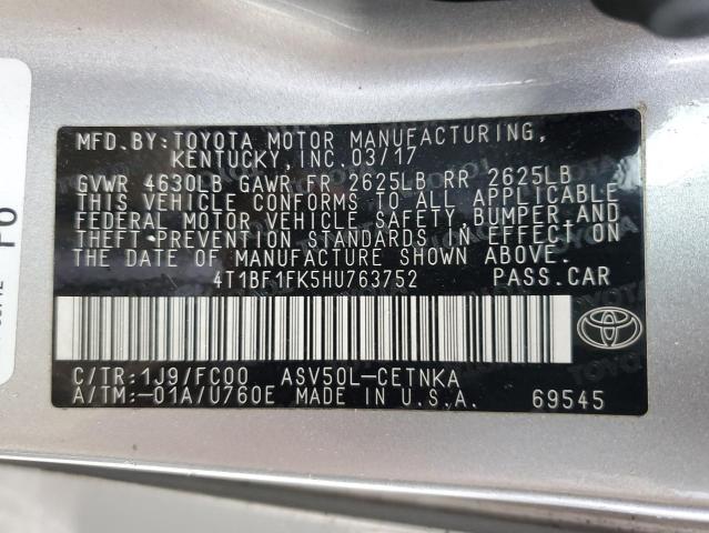 Photo 11 VIN: 4T1BF1FK5HU763752 - TOYOTA CAMRY LE 