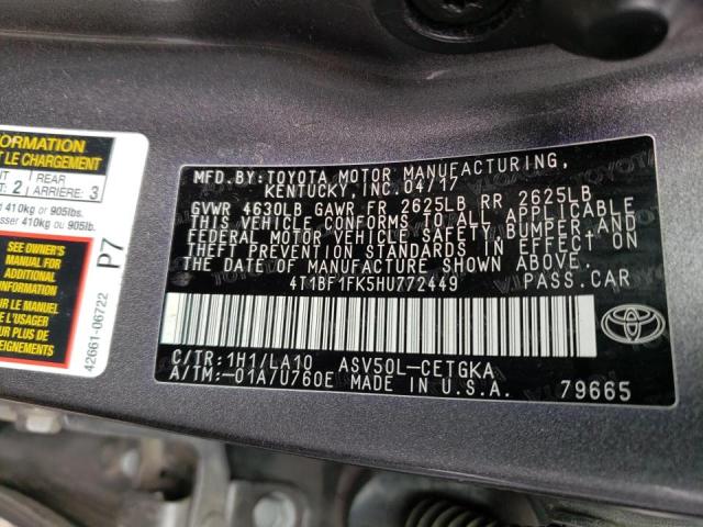 Photo 11 VIN: 4T1BF1FK5HU772449 - TOYOTA CAMRY LE 