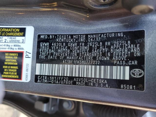 Photo 11 VIN: 4T1BF1FK5HU777232 - TOYOTA CAMRY LE 