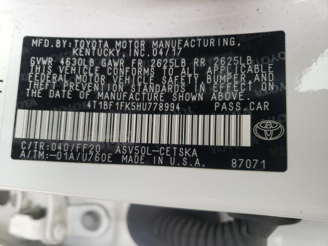 Photo 9 VIN: 4T1BF1FK5HU778994 - TOYOTA CAMRY LE 