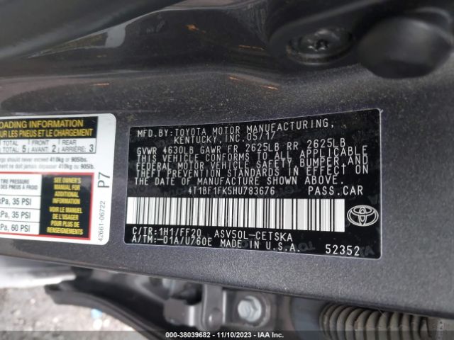 Photo 8 VIN: 4T1BF1FK5HU783676 - TOYOTA CAMRY 