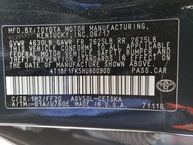 Photo 9 VIN: 4T1BF1FK5HU800900 - TOYOTA CAMRY LE 