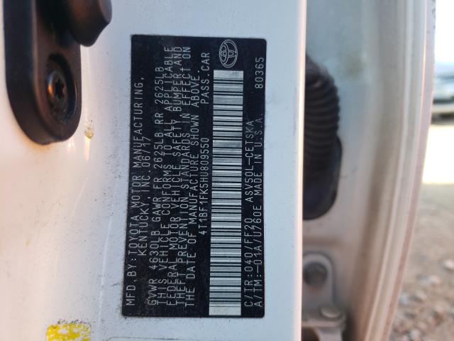 Photo 9 VIN: 4T1BF1FK5HU809550 - TOYOTA CAMRY LE 